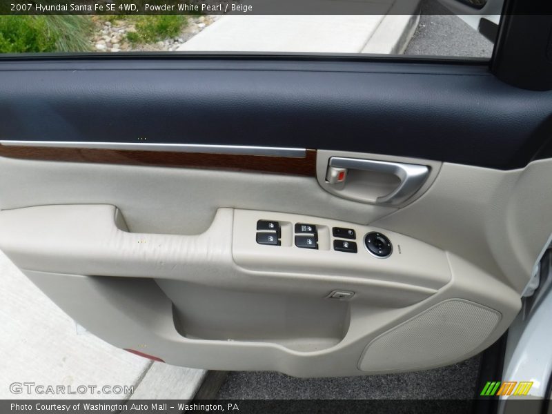Powder White Pearl / Beige 2007 Hyundai Santa Fe SE 4WD