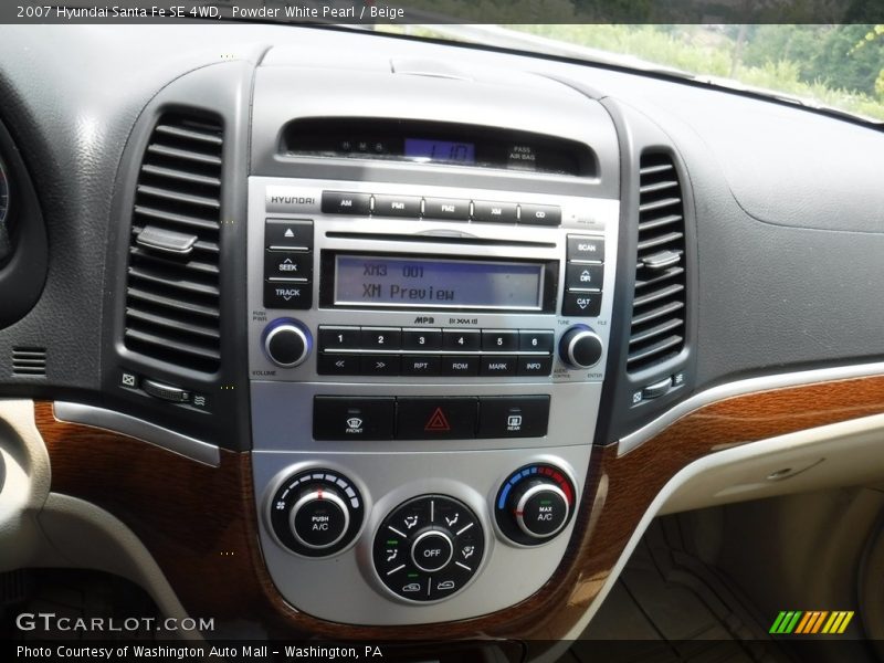 Powder White Pearl / Beige 2007 Hyundai Santa Fe SE 4WD