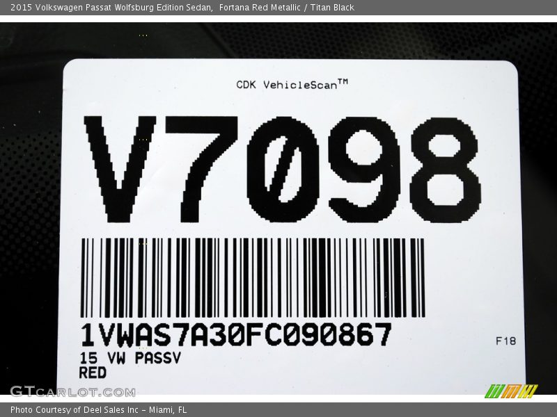 Fortana Red Metallic / Titan Black 2015 Volkswagen Passat Wolfsburg Edition Sedan