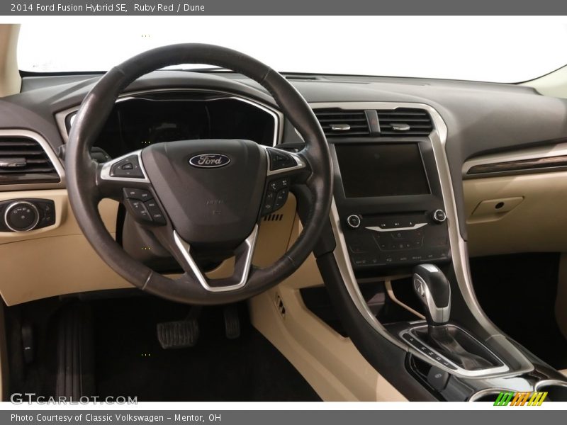 Ruby Red / Dune 2014 Ford Fusion Hybrid SE