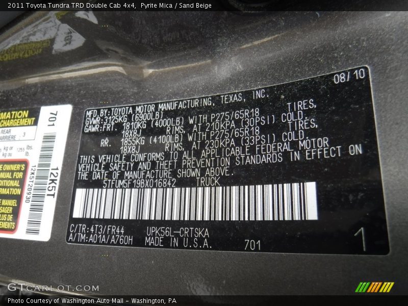 Pyrite Mica / Sand Beige 2011 Toyota Tundra TRD Double Cab 4x4