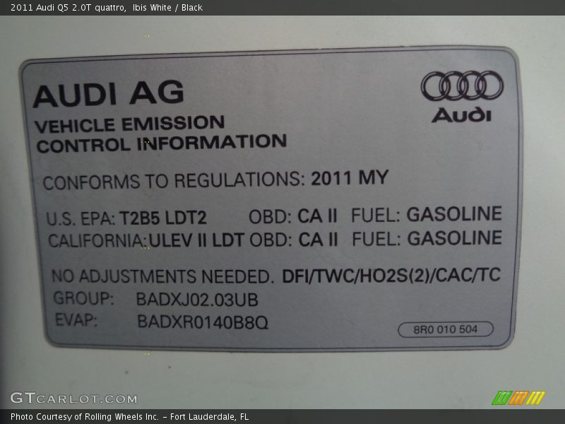 Ibis White / Black 2011 Audi Q5 2.0T quattro