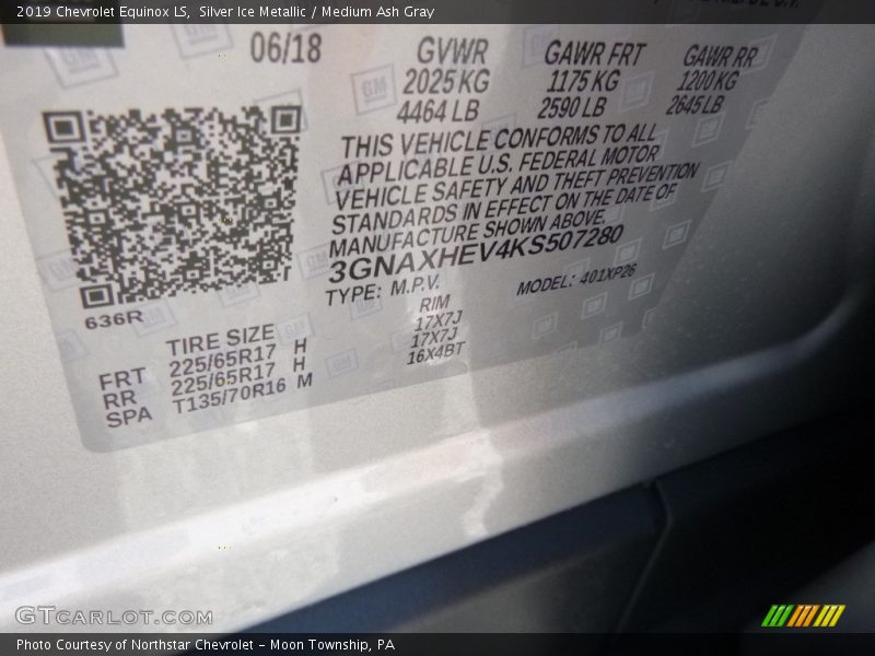 Silver Ice Metallic / Medium Ash Gray 2019 Chevrolet Equinox LS