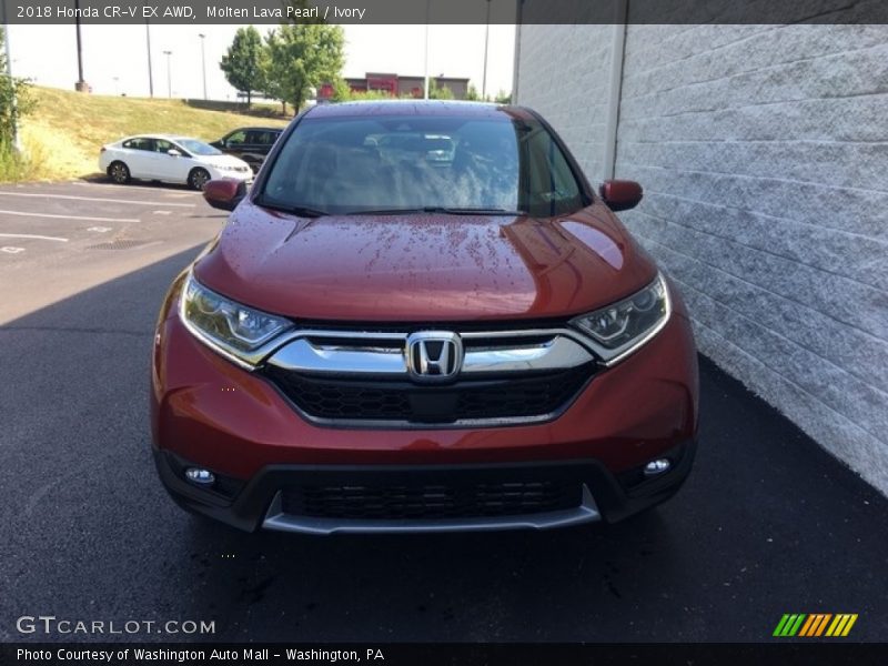 Molten Lava Pearl / Ivory 2018 Honda CR-V EX AWD