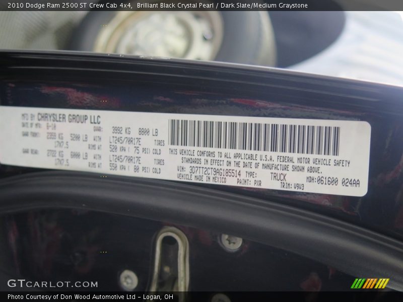 Brilliant Black Crystal Pearl / Dark Slate/Medium Graystone 2010 Dodge Ram 2500 ST Crew Cab 4x4
