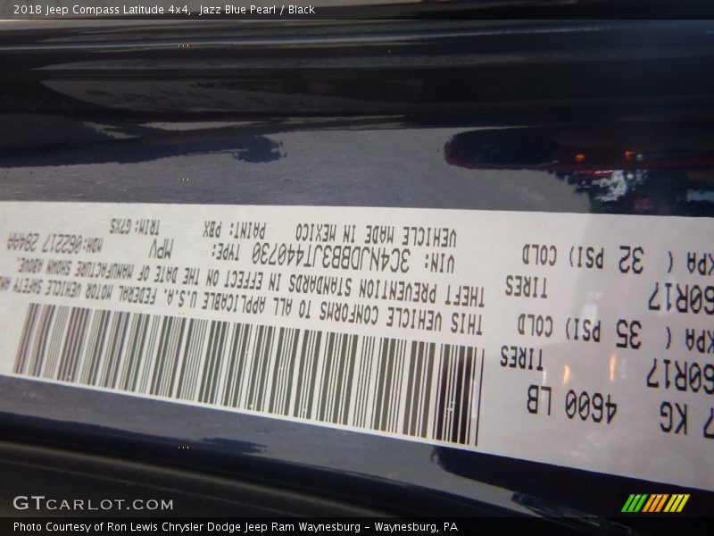 Jazz Blue Pearl / Black 2018 Jeep Compass Latitude 4x4