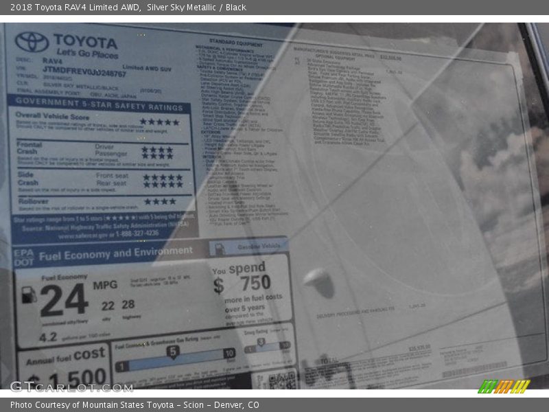 Silver Sky Metallic / Black 2018 Toyota RAV4 Limited AWD