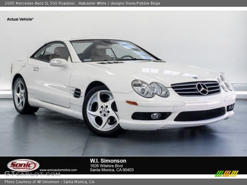 Alabaster White / designo Stone/Pebble Beige 2005 Mercedes-Benz SL 500 Roadster