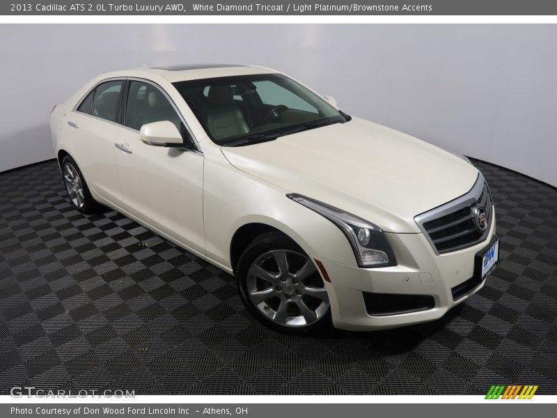 White Diamond Tricoat / Light Platinum/Brownstone Accents 2013 Cadillac ATS 2.0L Turbo Luxury AWD
