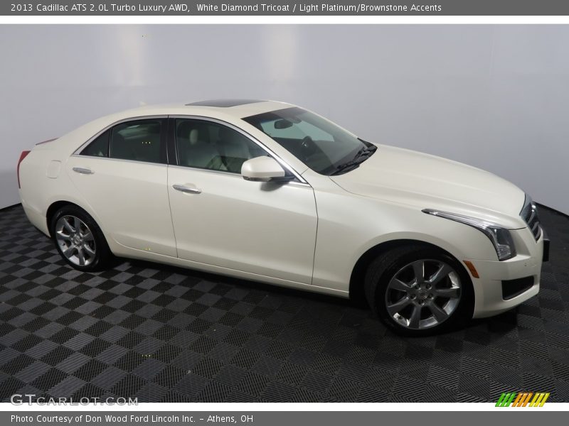 White Diamond Tricoat / Light Platinum/Brownstone Accents 2013 Cadillac ATS 2.0L Turbo Luxury AWD