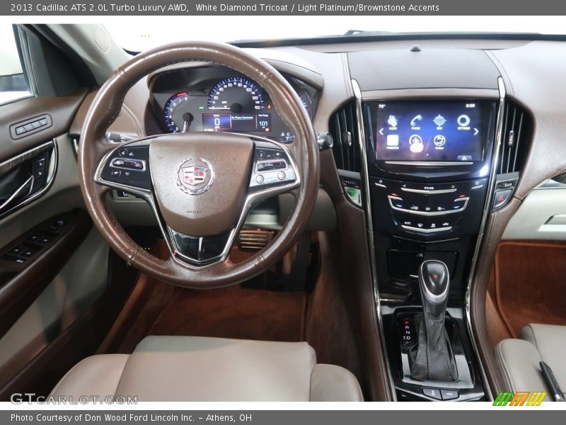 White Diamond Tricoat / Light Platinum/Brownstone Accents 2013 Cadillac ATS 2.0L Turbo Luxury AWD