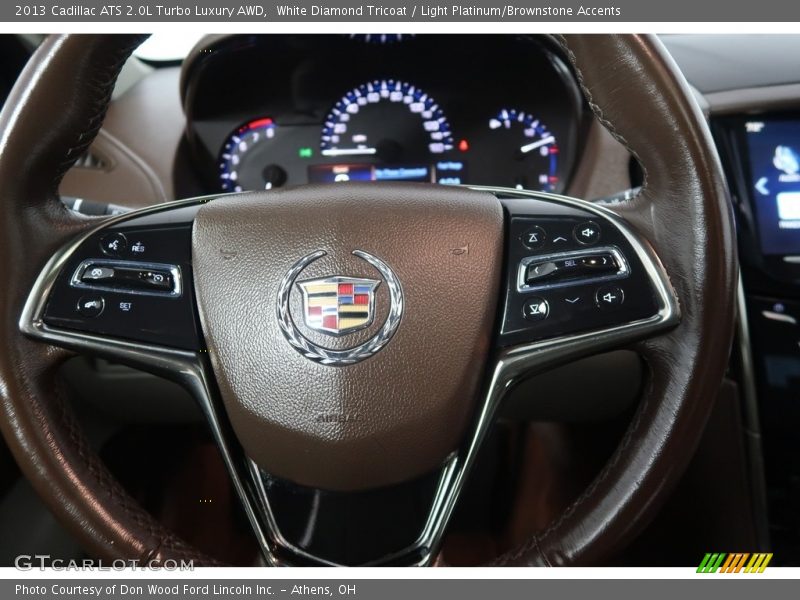White Diamond Tricoat / Light Platinum/Brownstone Accents 2013 Cadillac ATS 2.0L Turbo Luxury AWD