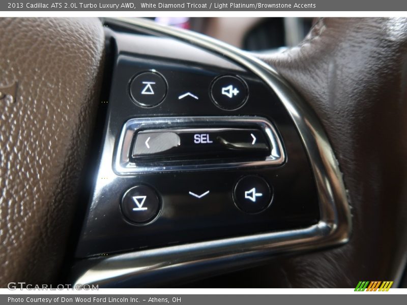 White Diamond Tricoat / Light Platinum/Brownstone Accents 2013 Cadillac ATS 2.0L Turbo Luxury AWD