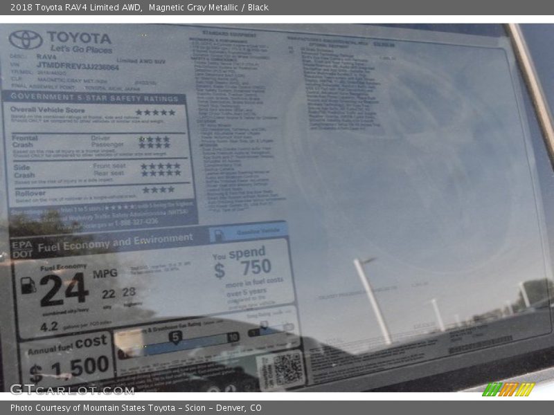 Magnetic Gray Metallic / Black 2018 Toyota RAV4 Limited AWD