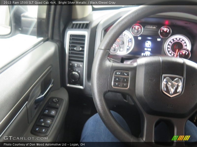 Bright Silver Metallic / Black/Diesel Gray 2013 Ram 1500 SLT Quad Cab 4x4