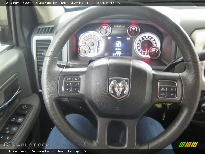 Bright Silver Metallic / Black/Diesel Gray 2013 Ram 1500 SLT Quad Cab 4x4