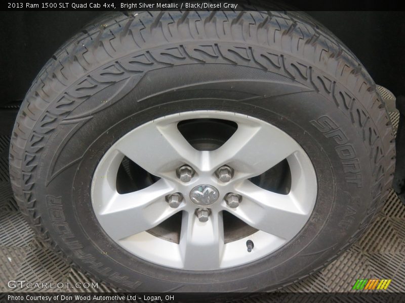 Bright Silver Metallic / Black/Diesel Gray 2013 Ram 1500 SLT Quad Cab 4x4