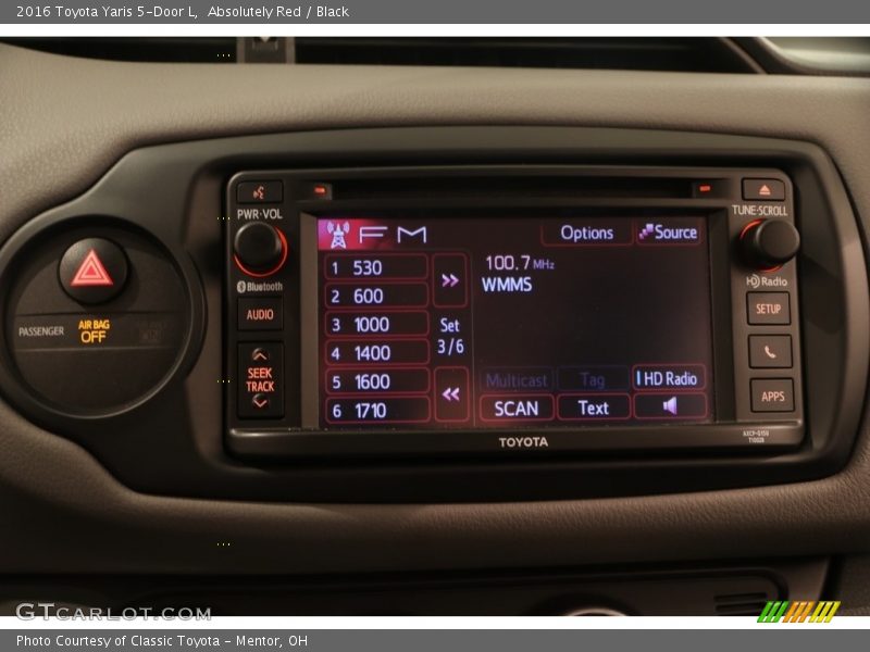 Absolutely Red / Black 2016 Toyota Yaris 5-Door L