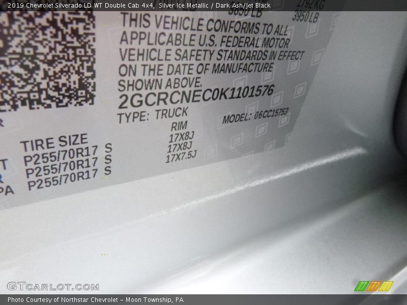 Silver Ice Metallic / Dark Ash/Jet Black 2019 Chevrolet Silverado LD WT Double Cab 4x4