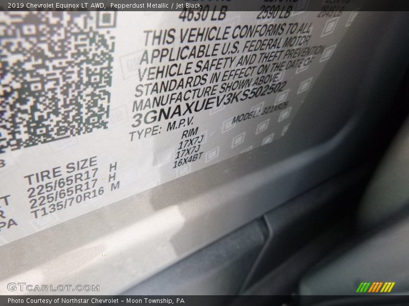Pepperdust Metallic / Jet Black 2019 Chevrolet Equinox LT AWD