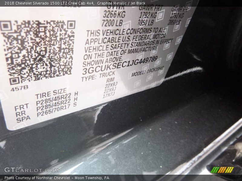 Graphite Metallic / Jet Black 2018 Chevrolet Silverado 1500 LTZ Crew Cab 4x4