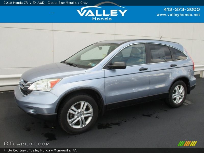 Glacier Blue Metallic / Gray 2010 Honda CR-V EX AWD