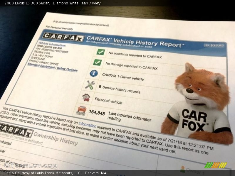 Diamond White Pearl / Ivory 2000 Lexus ES 300 Sedan
