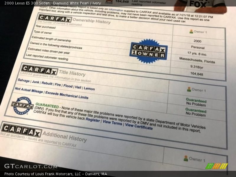 Diamond White Pearl / Ivory 2000 Lexus ES 300 Sedan