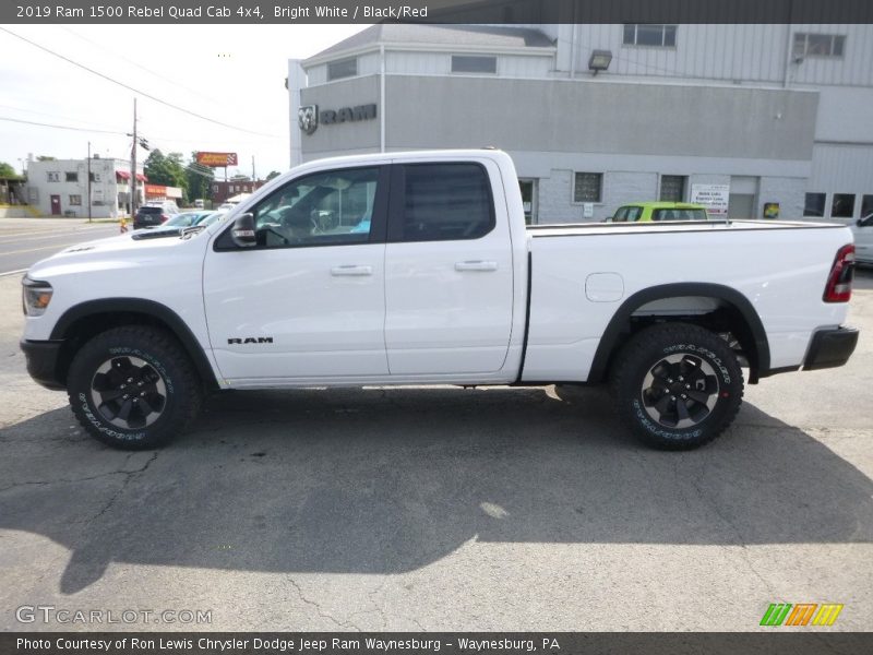 Bright White / Black/Red 2019 Ram 1500 Rebel Quad Cab 4x4