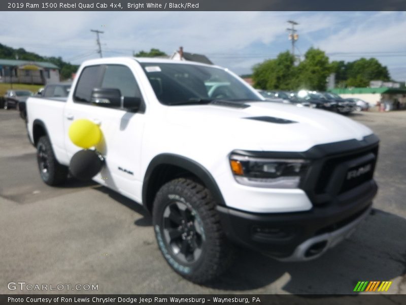 Bright White / Black/Red 2019 Ram 1500 Rebel Quad Cab 4x4