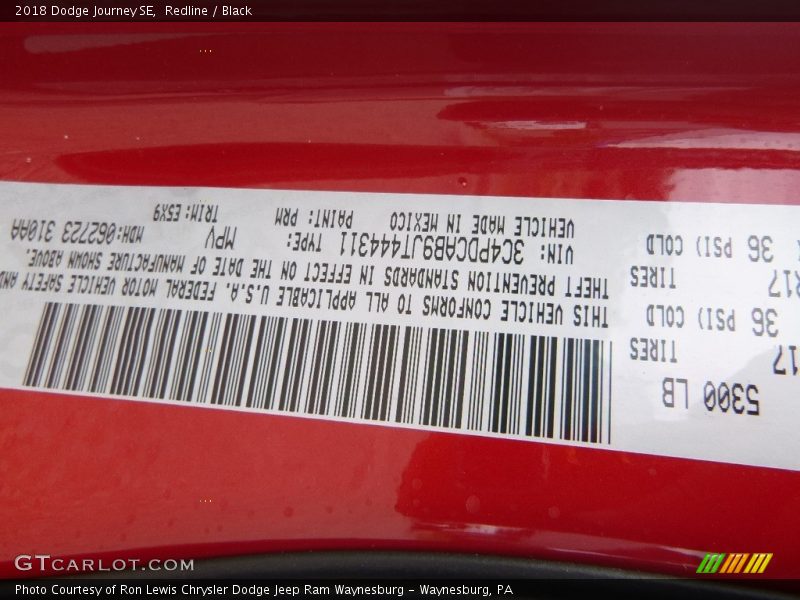 Redline / Black 2018 Dodge Journey SE