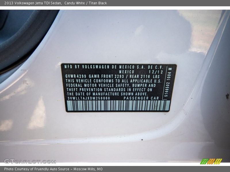 Candy White / Titan Black 2013 Volkswagen Jetta TDI Sedan