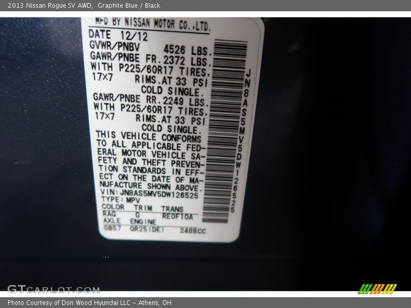 Graphite Blue / Black 2013 Nissan Rogue SV AWD
