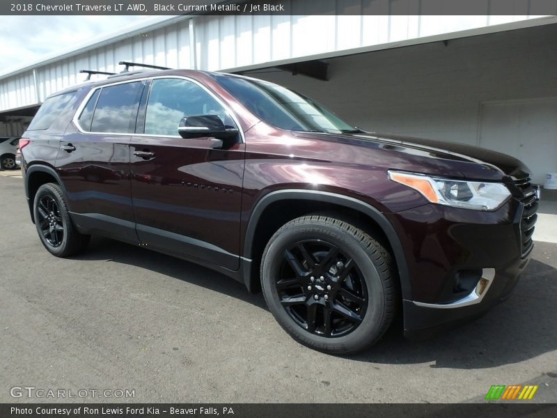 Black Currant Metallic / Jet Black 2018 Chevrolet Traverse LT AWD
