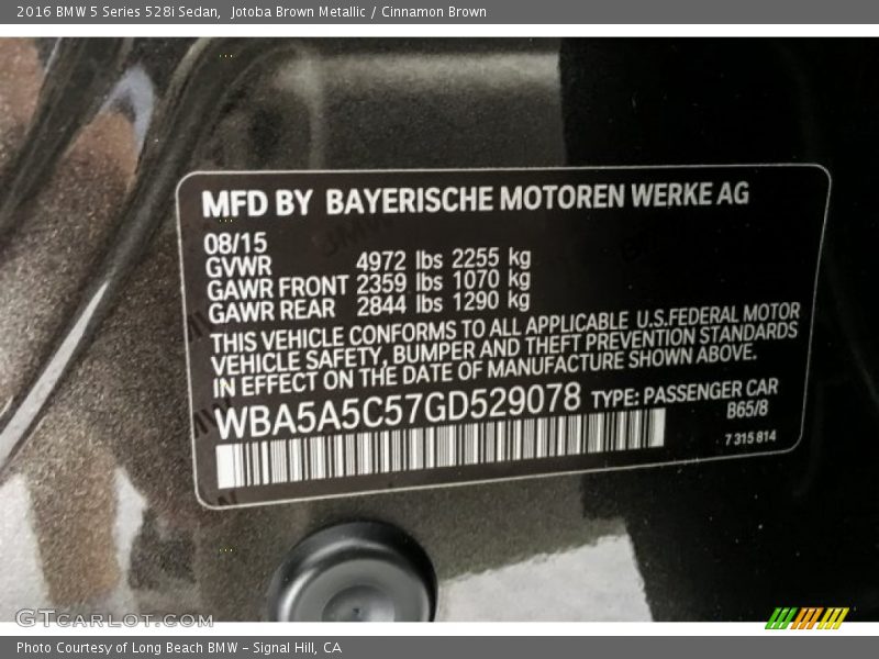 Jotoba Brown Metallic / Cinnamon Brown 2016 BMW 5 Series 528i Sedan