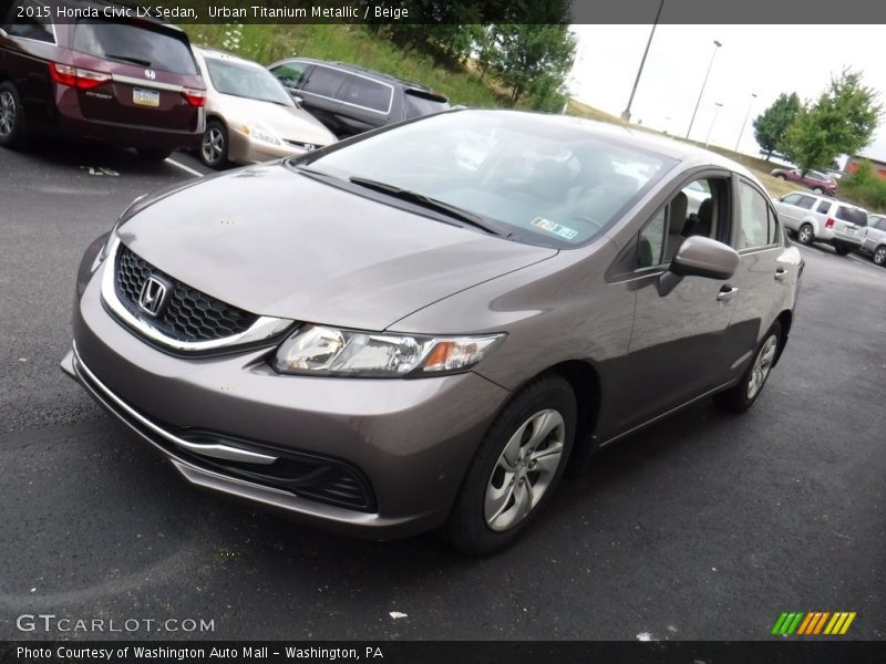 Urban Titanium Metallic / Beige 2015 Honda Civic LX Sedan