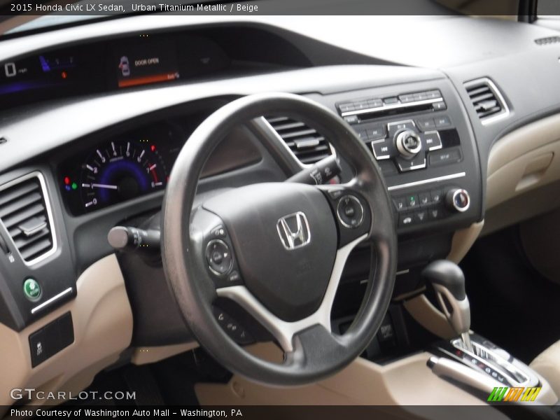 Urban Titanium Metallic / Beige 2015 Honda Civic LX Sedan