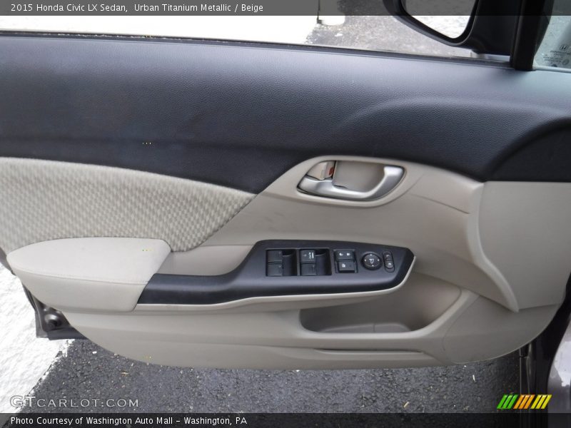 Urban Titanium Metallic / Beige 2015 Honda Civic LX Sedan