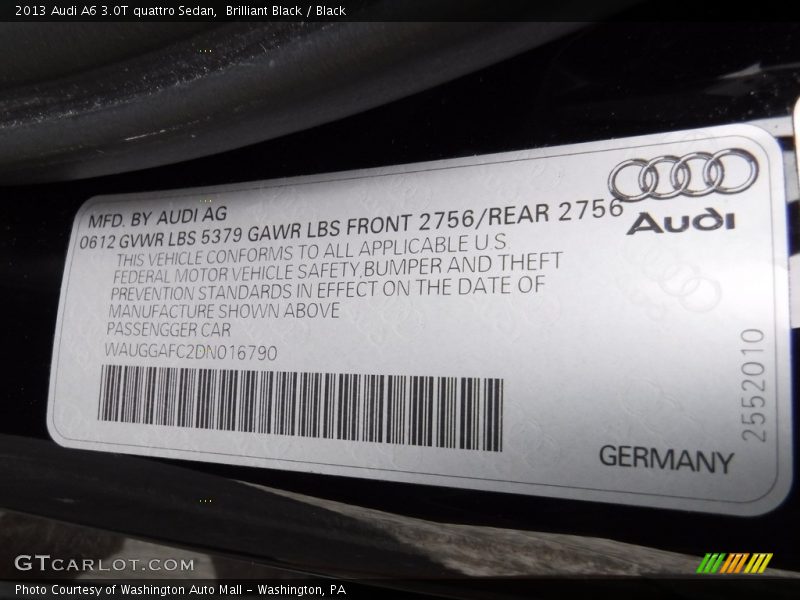 Brilliant Black / Black 2013 Audi A6 3.0T quattro Sedan