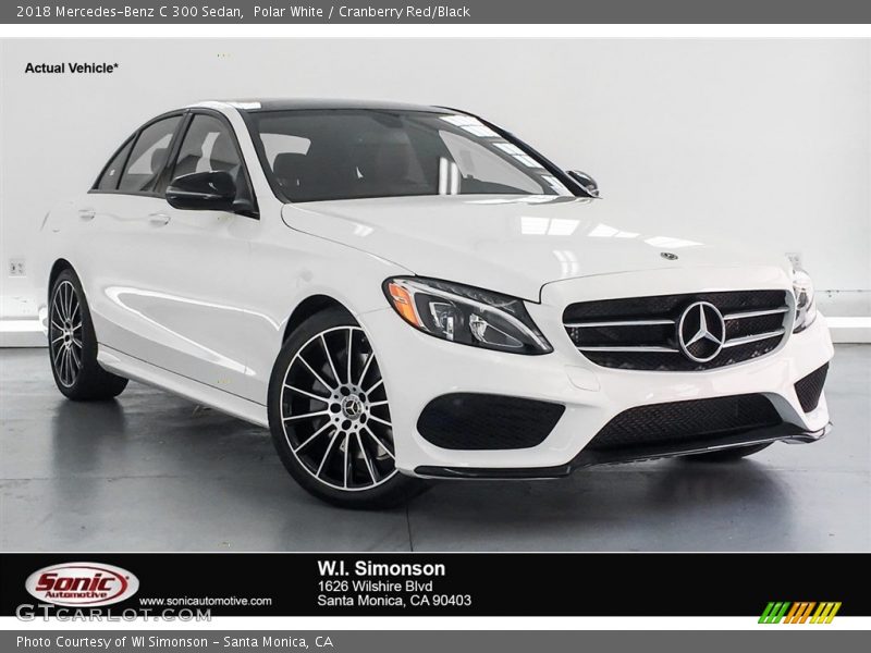 Polar White / Cranberry Red/Black 2018 Mercedes-Benz C 300 Sedan
