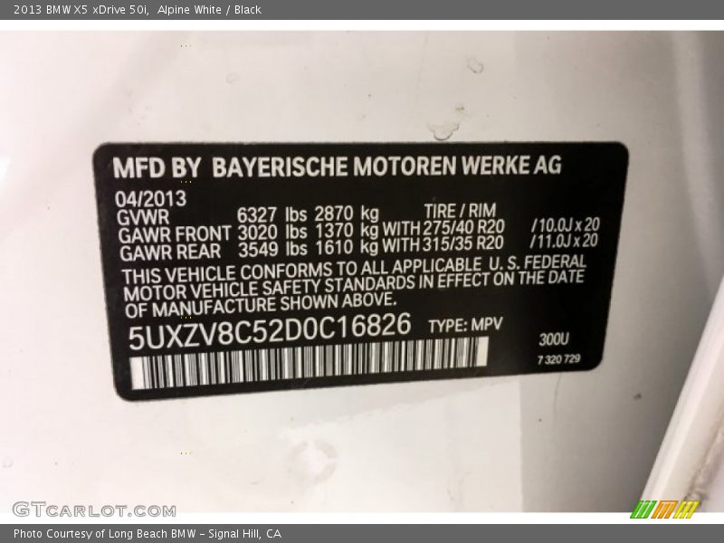 Alpine White / Black 2013 BMW X5 xDrive 50i