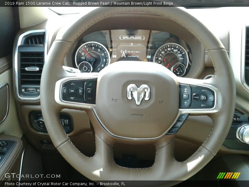 Rugged Brown Pearl / Mountain Brown/Light Frost Beige 2019 Ram 1500 Laramie Crew Cab