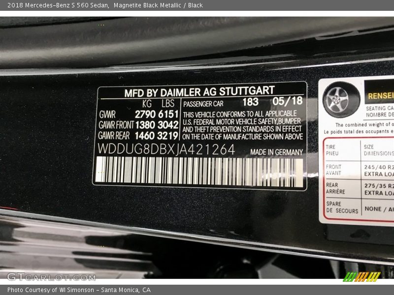 Magnetite Black Metallic / Black 2018 Mercedes-Benz S 560 Sedan