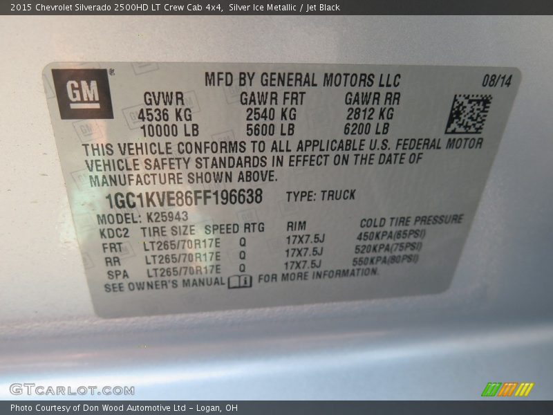 Silver Ice Metallic / Jet Black 2015 Chevrolet Silverado 2500HD LT Crew Cab 4x4