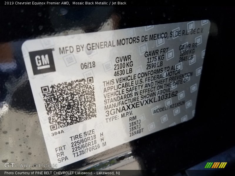 Mosaic Black Metallic / Jet Black 2019 Chevrolet Equinox Premier AWD