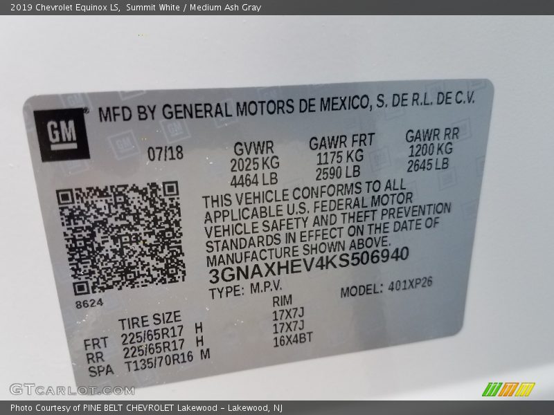 Summit White / Medium Ash Gray 2019 Chevrolet Equinox LS