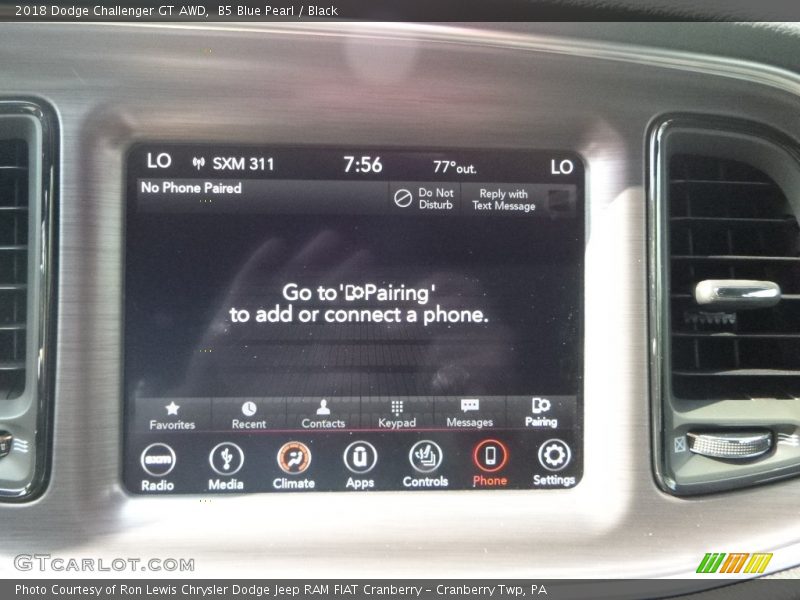 B5 Blue Pearl / Black 2018 Dodge Challenger GT AWD