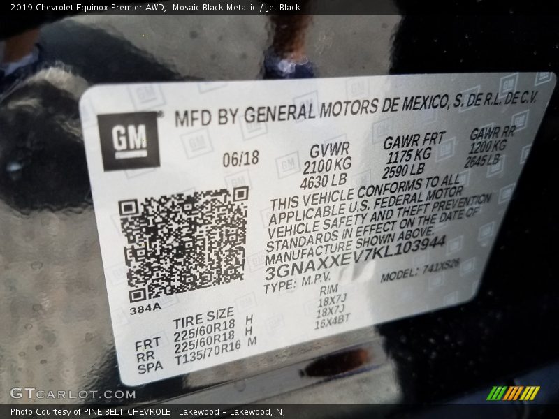Mosaic Black Metallic / Jet Black 2019 Chevrolet Equinox Premier AWD