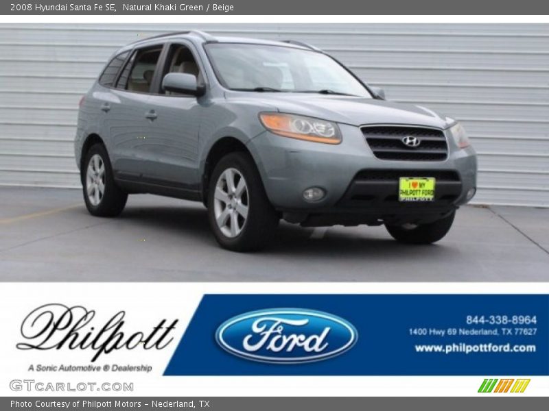 Natural Khaki Green / Beige 2008 Hyundai Santa Fe SE