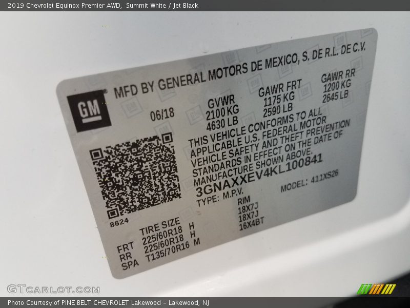 Summit White / Jet Black 2019 Chevrolet Equinox Premier AWD